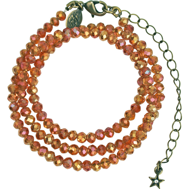 Shimmer Bead 18" Necklace (Brasstone/Burnt Orange)