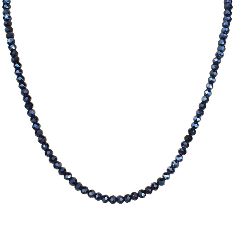 Shimmer Bead 18" Necklace (Sterling Silvertone/Black Silk)