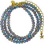 Shimmer Bead 18" Necklace (Goldtone/Mystic Blue)