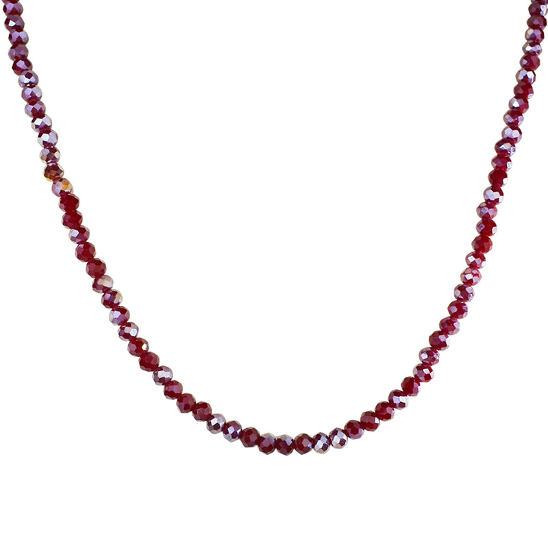 Shimmer Bead 18" Necklace (Goldtone/Ruby Red)