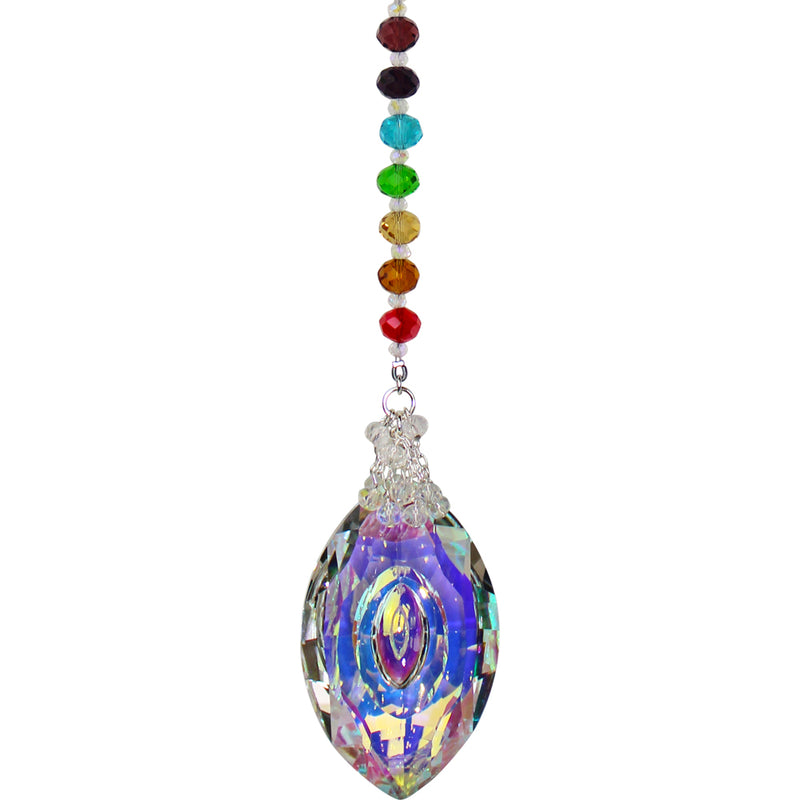 Rainbow Bridge Navette Crystal Shimmer With Free Brilliant Emerald Cut Petite Leverback Earrings (Goldtone/Ruby Red)