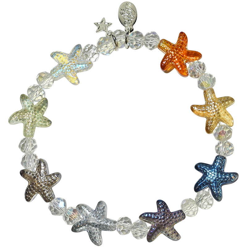 Crystal Starfish Stretch Bracelet (Sterling Silvertone)