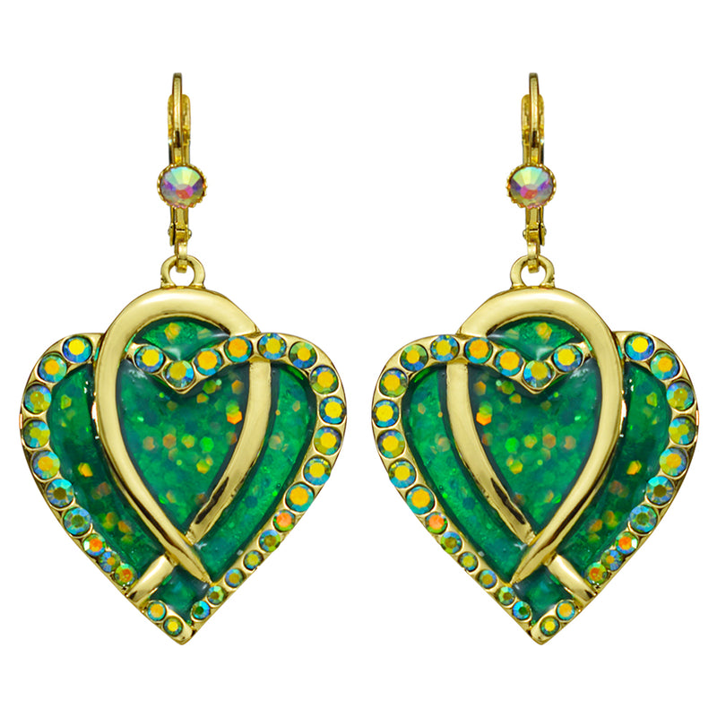 Irish Love Heart Leverback Earrings (Goldtone)