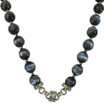 Stormy Cats Eye 12mm Beaded Magnetic Necklace(Silver Ox/Cats Eye)