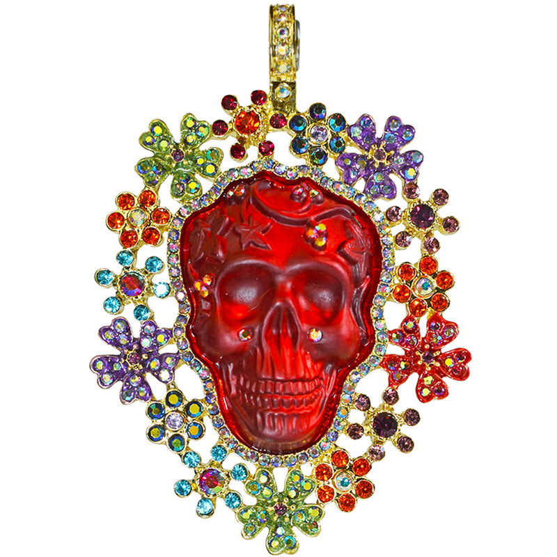 Sparkle Flower Sugar Skull Magnetic Enhancer (Goldtone)