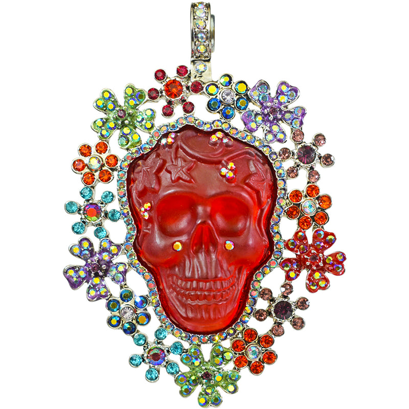 Sparkle Flower Sugar Skull Magnetic Enhancer (Sterling Silvertone)