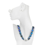 Diva Darling Emerald Cut Magnetic Interchangeable Necklace (Sterling Silvertone/Mystic Blue)