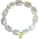 Diva Darling Emerald Cut Crystal Stretch Bracelet (Goldtone/Crystal AB)
