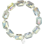 Diva Darling Emerald Cut Crystal Stretch Bracelet (Sterling Silvertone/Crystal AB)