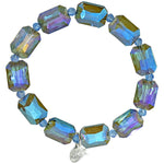 Diva Darling Emerald Cut Crystal Stretch Bracelet (Sterling Silvertone/Mystic Blue)