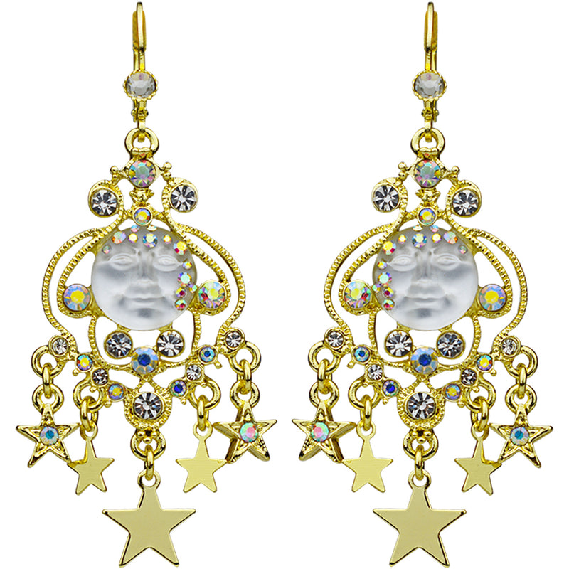 Victorian Dream Goddess Seaview Moon Leverback Earrings (Goldtone)