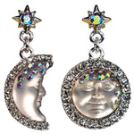 Goddess Seaview Moon Asymetric Pierced Earrings (Silvertone/Stormy Grey)