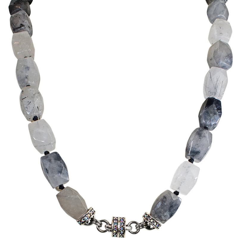 Cathedral Quartz Faceted Magnetic Necklace (Silver Ox)