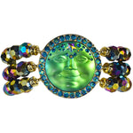 Venus 25mm Mystic Seaview Moon Crystal Stretch Bracelet (Goldtone/Mystic Green Sphinx)