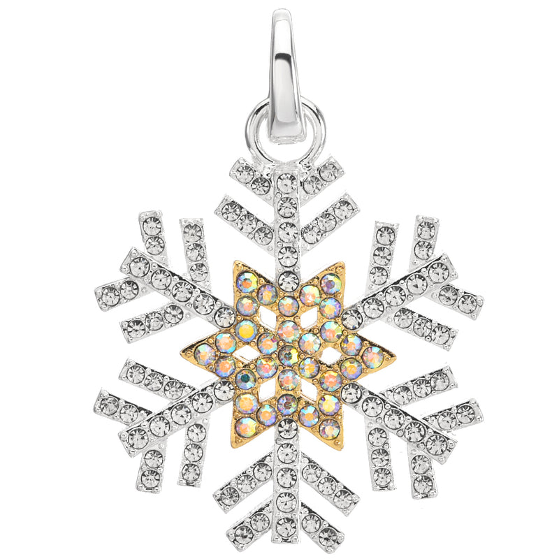 Crystal Dream Snowflake Open Ring Charm (Sterling Silvertone)