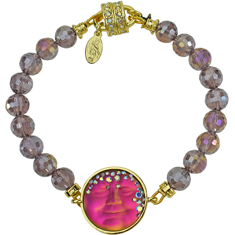 Mystic Goddess Seaview Moon Beaded Magnetic Bracelet (Goldtone/Average)