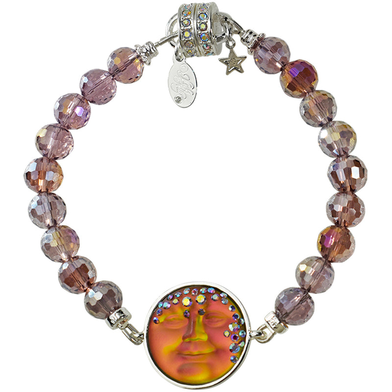 Mystic Goddess Seaview Moon Beaded Magnetic Bracelet (Sterling Silvertone/Large)