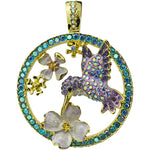 Hummingbird Delight Foldover Pendant (Goldtone)