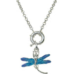 45th Anniversary Special Dragonfly Dream Open Ring Charm with Necklace (Sterling Silvertone)