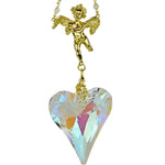 Forever Loved Angel Crystal Heart Rear View Mirror Charm (Goldtone)