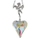 Forever Loved Angel Crystal Heart Rear View Mirror Charm (Sterling Silvertone)