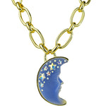 Venus Illusion Moon Shadow 50mm Necklace (Goldtone/Blue Illusion)