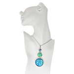 Mystic Goddess Seaview Moon Necklace (Sterling Silvertone/Mystic Blue Sphnix)