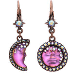 Goddess Mystic Seaview Moon Asymmetric Leverback Earrings (Copper Ox/Mystic Iridis)