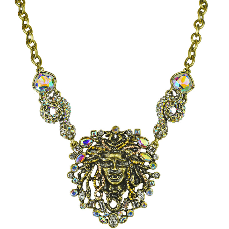 Crystal Vampire Medusa Necklace (Brass Ox) + Free Crystal AB Ball Point Pen