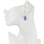 Goddess Illusion Moon Shadow Leverback Earrings (Sterling Silvertone/Blue Illusion)
