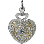 I Remember You By Heart Locket Open Ring Charm (Sterling Silvertone/Crystal)