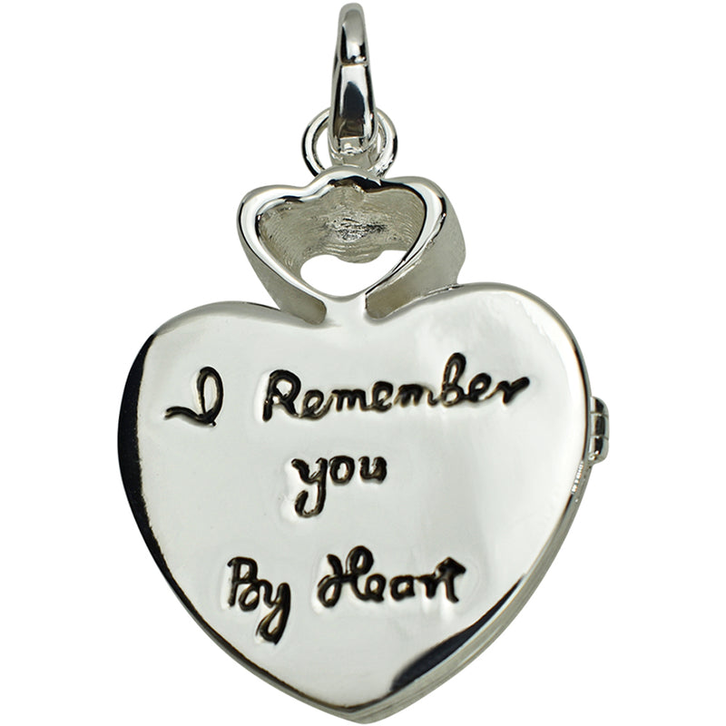 I Remember You By Heart Locket Open Ring Charm (Sterling Silvertone/Crystal)