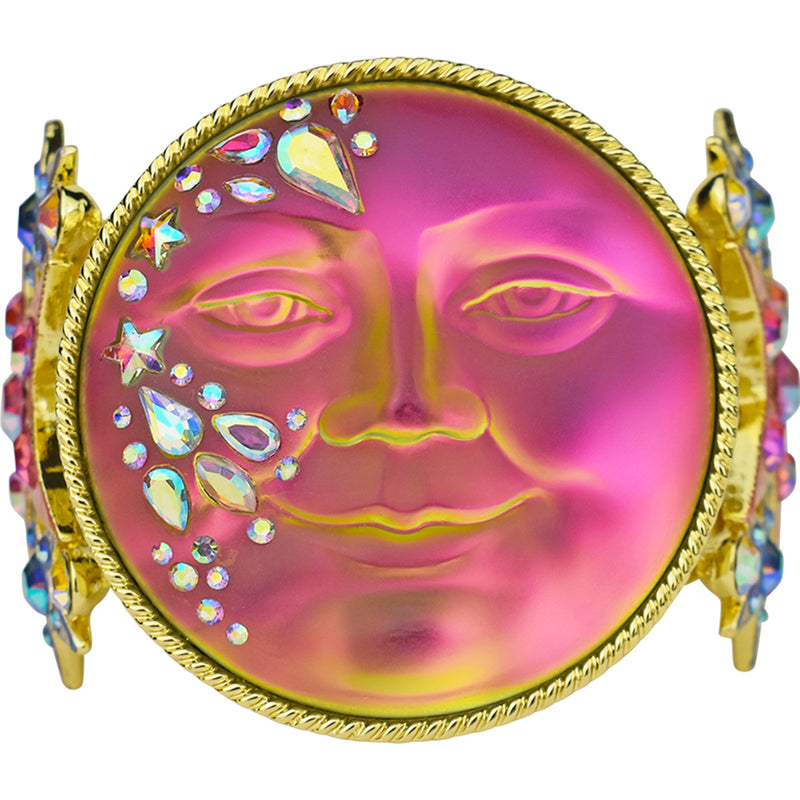 "One Of A Kind" Mystic 50mm Fairy Seaview Moon Starlight Cuff Bracelet (Goldtone)