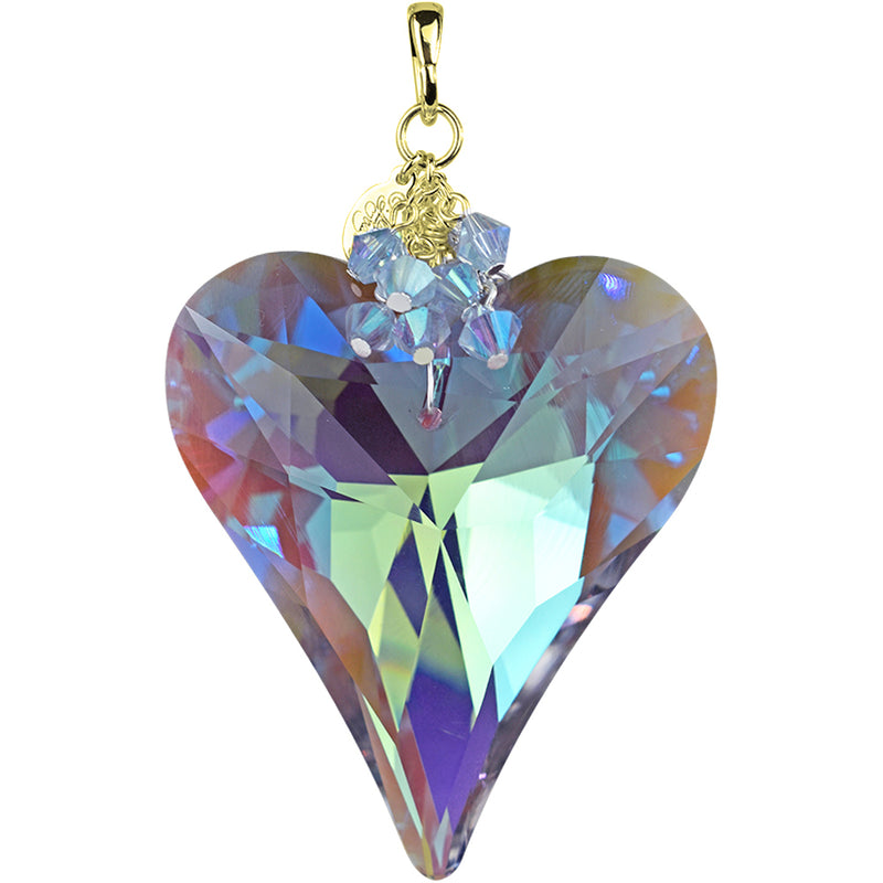 Aphrodite Crystal Heart Open Ring Charm (Goldtone/Violet AB)