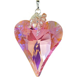 Aphrodite Crystal Heart Open Ring Charm (Sterling Silvertone/Pixie Pink AB)