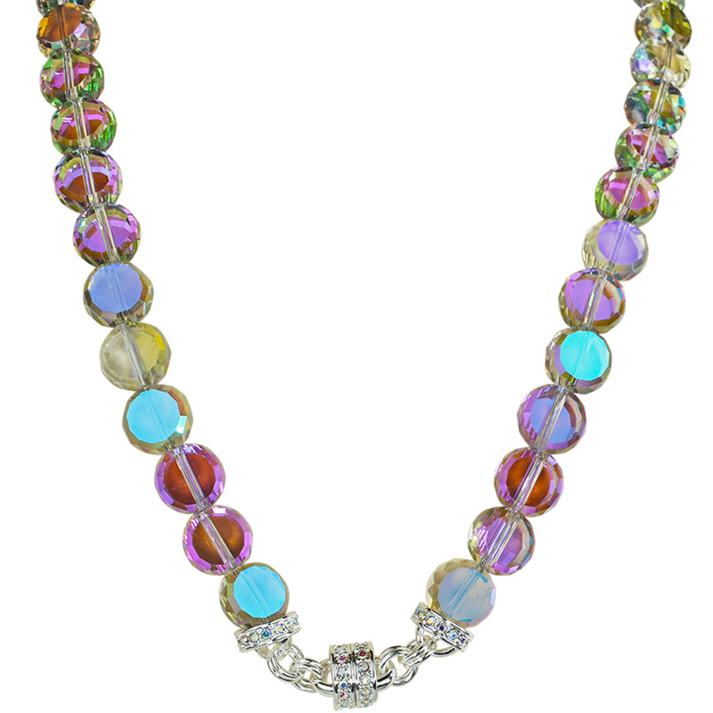 Fantasia Crystal Beaded Magnetic Interchangeable Necklace (Sterling Silvertone/Purple AB)