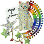 Rainbow Bridge Always and Forever Kitty Pin Pendant (Sterling Silvertone)