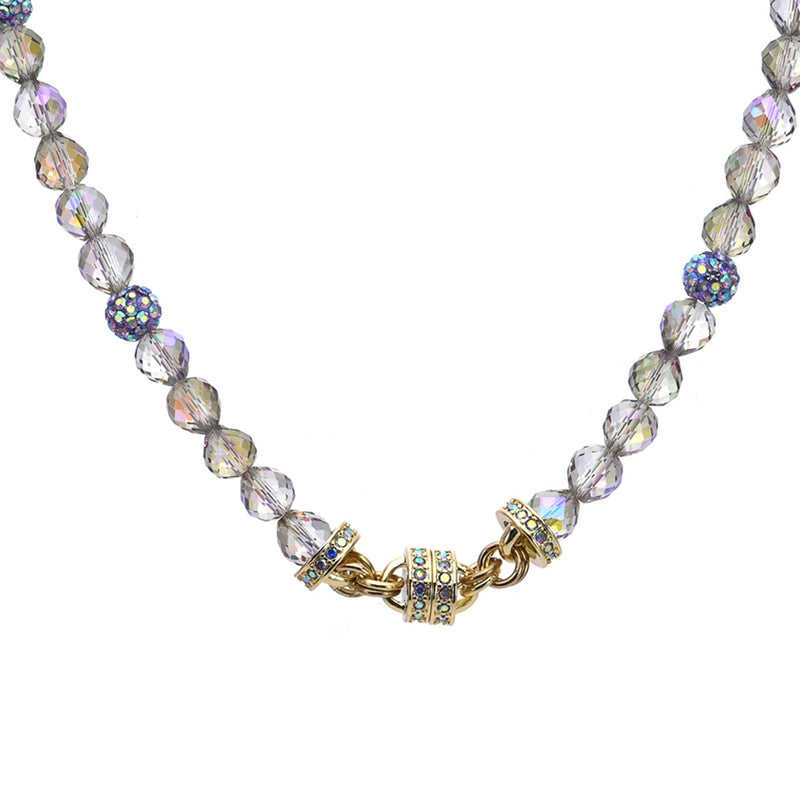 Fantasia Fireball Beaded Magnetic Interchangeable Necklace (Goldtone/Violet)