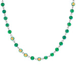 Fantasia Petite Beaded Link Necklace (Sterling Silvertone/Green AB)