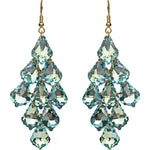 Divine Crystal Chandelier French Wire Earrings (Goldtone/Ocean Aqua AB)