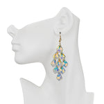 Divine Crystal Chandelier French Wire Earrings (Goldtone/Crystal Aurora Borealis)