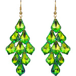 Divine Crystal Chandelier French Wire Earrings (Goldtone/Green Iris)