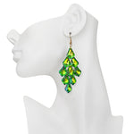 Divine Crystal Chandelier French Wire Earrings (Goldtone/Green Iris)