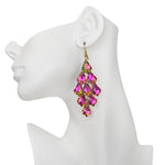 Divine Crystal Chandelier French Wire Earrings (Goldtone/Fushia Iridis)