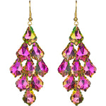 Divine Crystal Chandelier French Wire Earrings (Goldtone/Fushia Iridis)