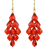 Divine Crystal Chandelier French Wire Earrings (Goldtone/Ruby Red)