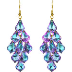 Divine Crystal Chandelier French Wire Earrings (Goldtone/Mystic Purple)