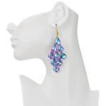 Divine Crystal Chandelier French Wire Earrings (Goldtone/Mystic Purple)