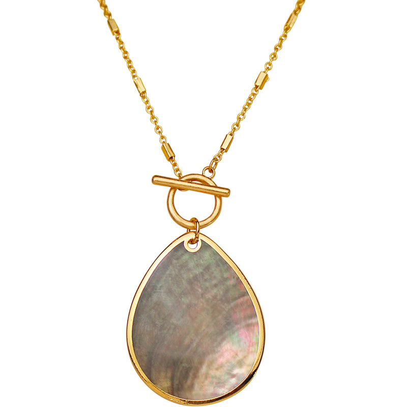 Island Beauty Mother Of Pearl Shell Necklace (Goldtone)