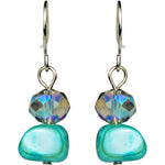 A Chance Romance Turquoise Mother of Pearl 3 Strand Freeform Necklace (Silvertone)